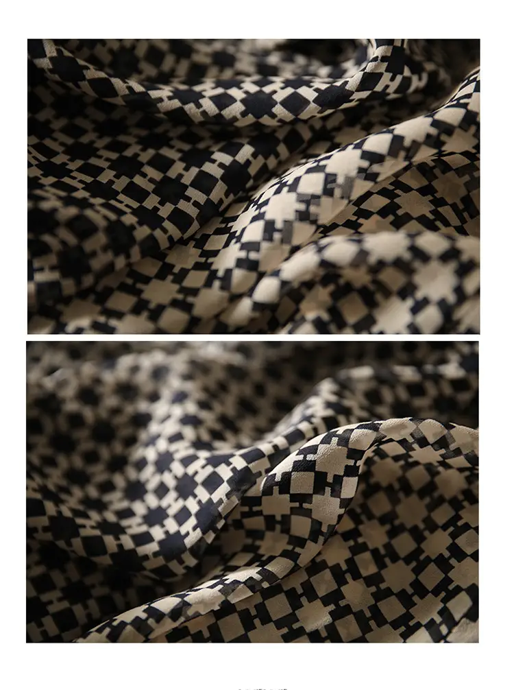 Slim Printed Silk Shirt with Double Heavy Neckline — feature 13