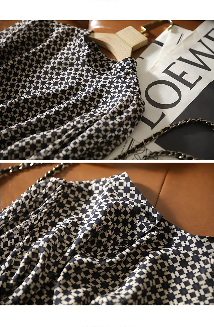 Slim Printed Silk Shirt with Double Heavy Neckline — feature 19