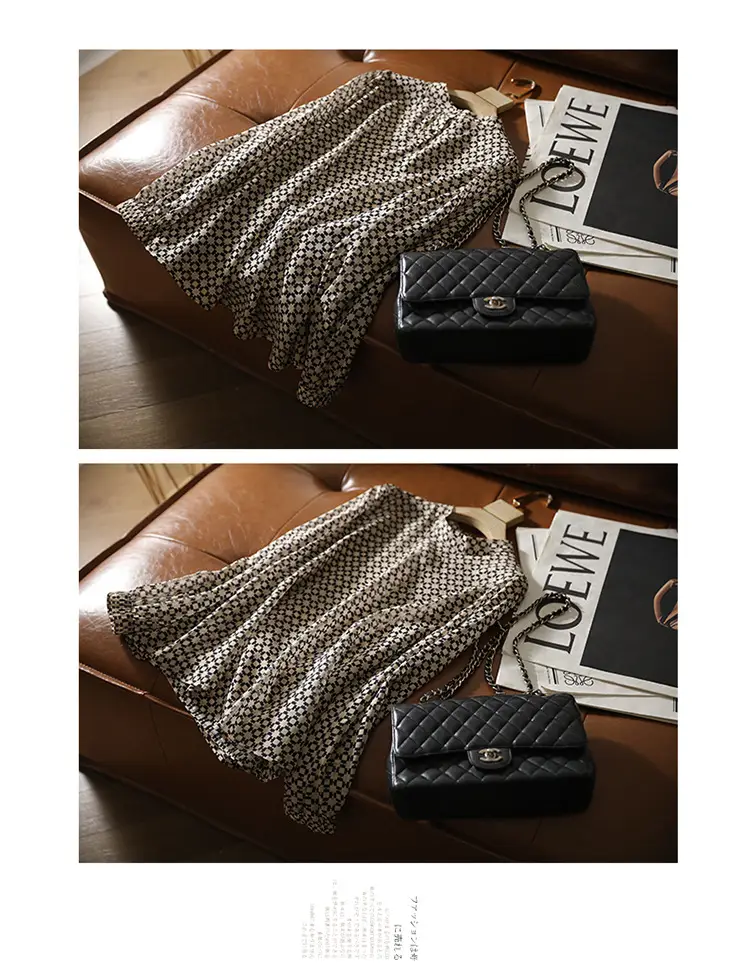 Slim Printed Silk Shirt with Double Heavy Neckline — feature 24