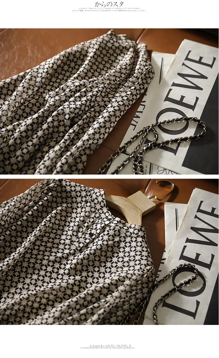Slim Printed Silk Shirt with Double Heavy Neckline — feature 30