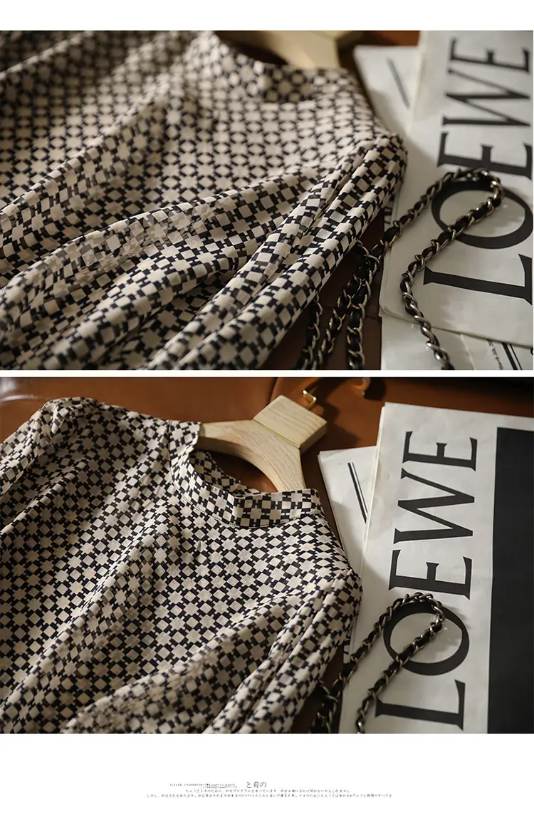 Slim Printed Silk Shirt with Double Heavy Neckline — feature 31