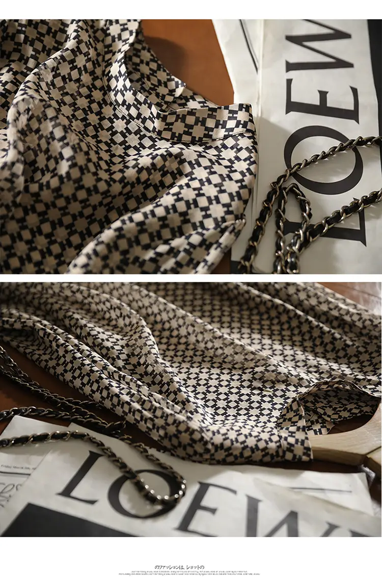 Slim Printed Silk Shirt with Double Heavy Neckline — feature 32