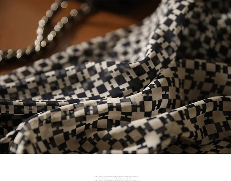 Slim Printed Silk Shirt with Double Heavy Neckline — feature 9