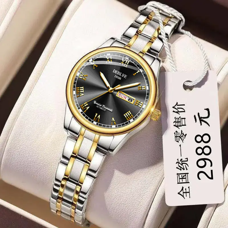 Luxury Red Dial Women's Quartz Watch with Gold & Silver Band - Image 7