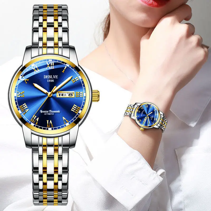 Luxury Red Dial Women's Quartz Watch with Gold & Silver Band — feature 7
