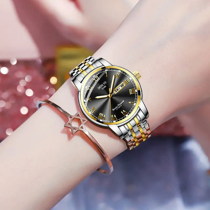 Luxury Red Dial Women's Quartz Watch with Gold & Silver Band — feature 9
