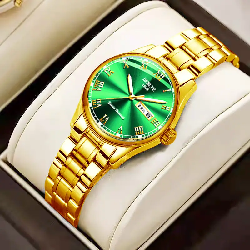 Luxury Red Dial Women's Quartz Watch with Gold & Silver Band - Image 4