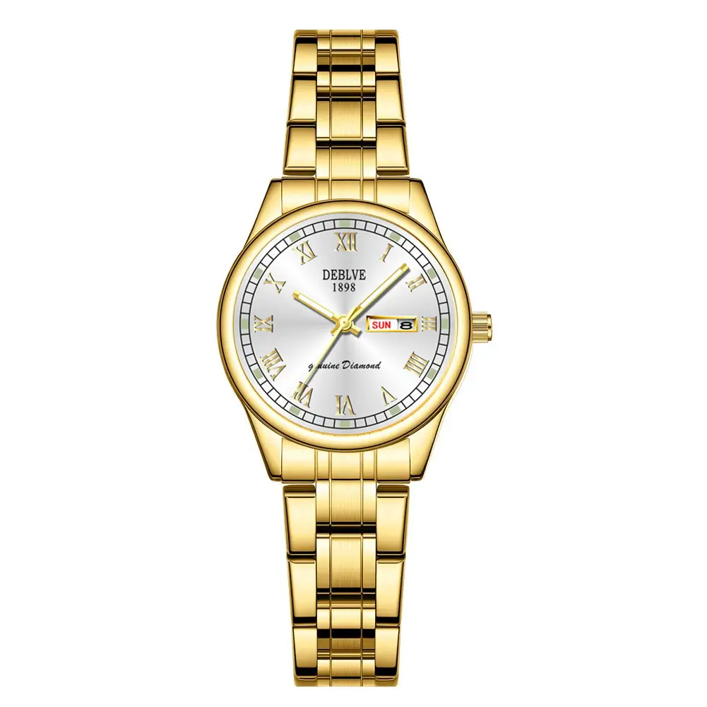 Luxury Red Dial Women's Quartz Watch with Gold & Silver Band - Image 5