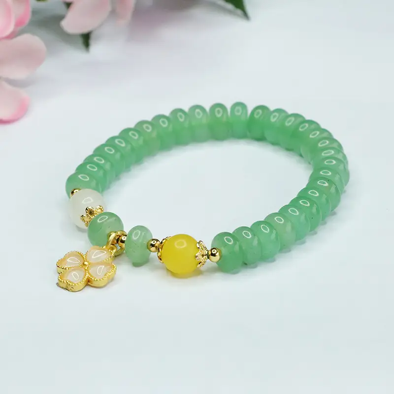 Guan Yu Aventurine Bead Bracelet with Yellow Drop - Image 3