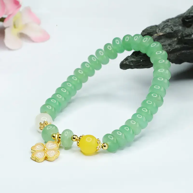 Guan Yu Aventurine Bead Bracelet with Yellow Drop - Image 5