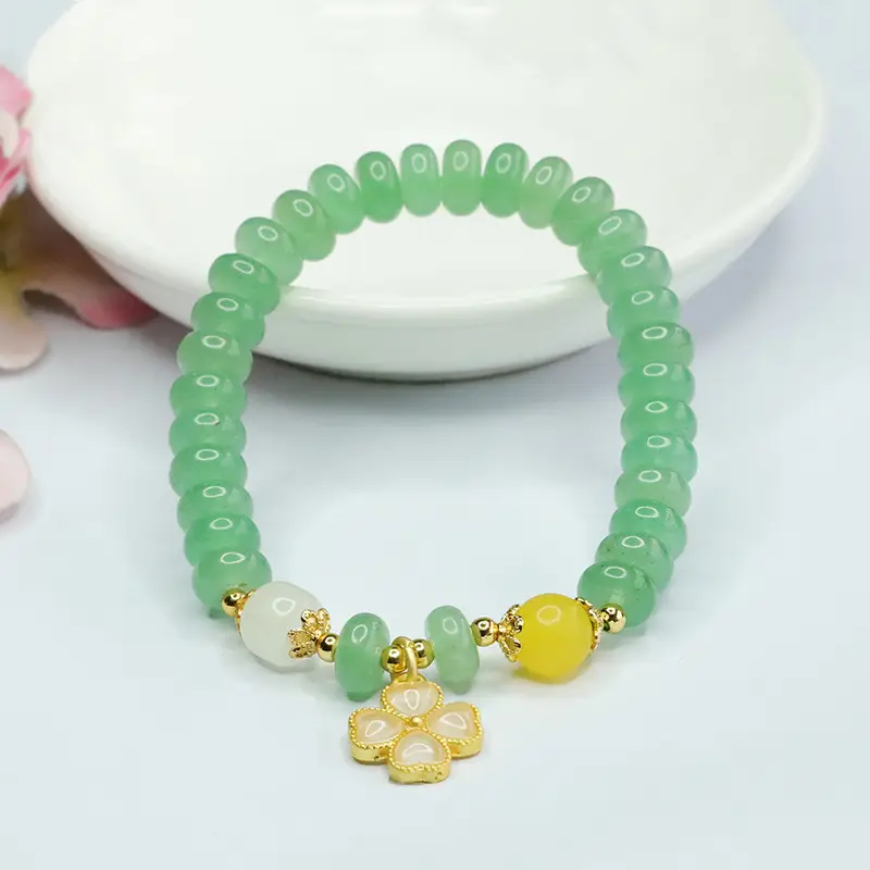 Guan Yu Aventurine Bead Bracelet with Yellow Drop — feature 10