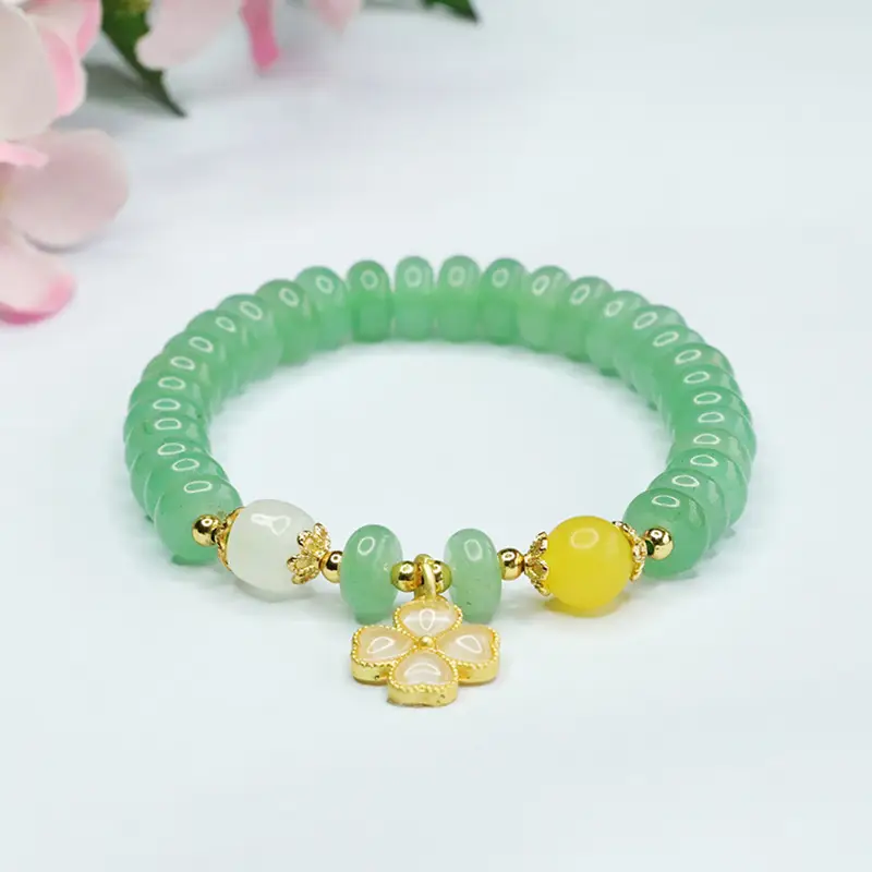 Guan Yu Aventurine Bead Bracelet with Yellow Drop — feature 4