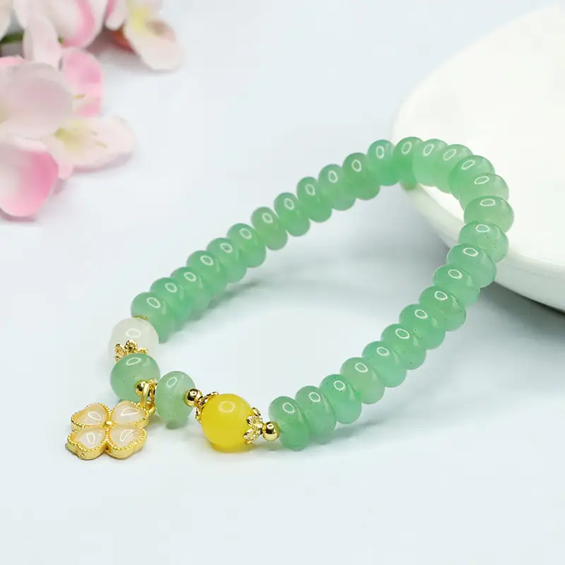 Guan Yu Aventurine Bead Bracelet with Yellow Drop — feature 9