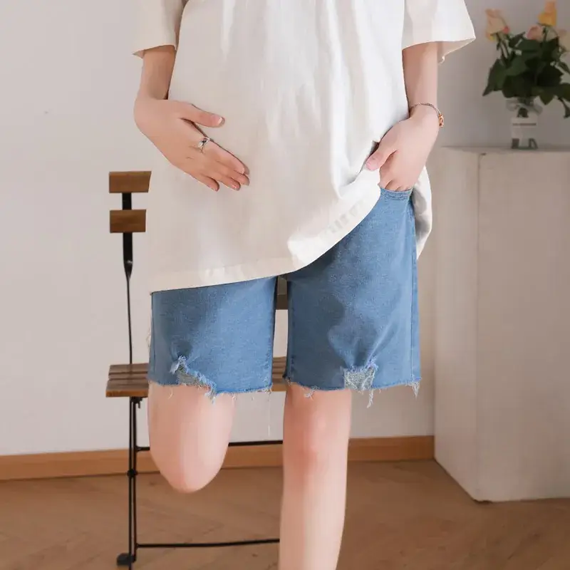 New Pregnant Women's Jeans Shorts Extra Large Ripped Design - Image 3