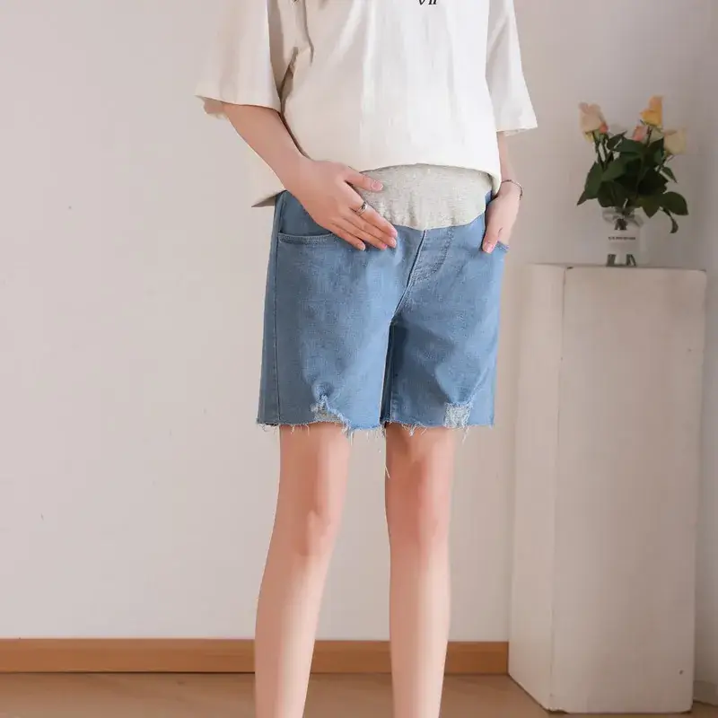 New Pregnant Women's Jeans Shorts Extra Large Ripped Design - Image 4