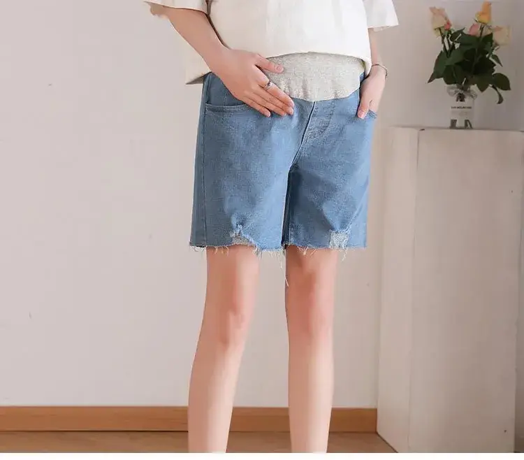 New Pregnant Women's Jeans Shorts Extra Large Ripped Design — feature 16