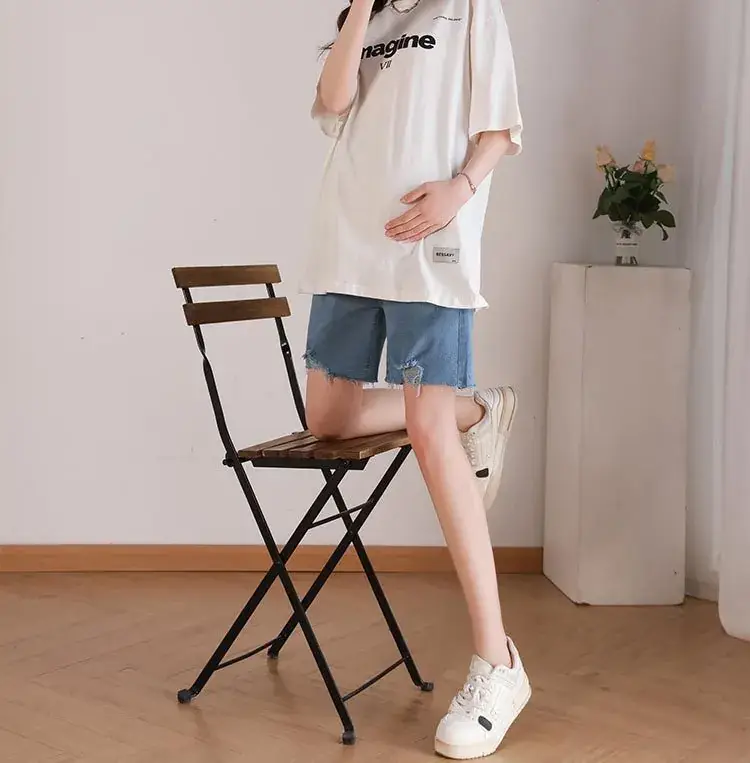 New Pregnant Women's Jeans Shorts Extra Large Ripped Design — feature 18