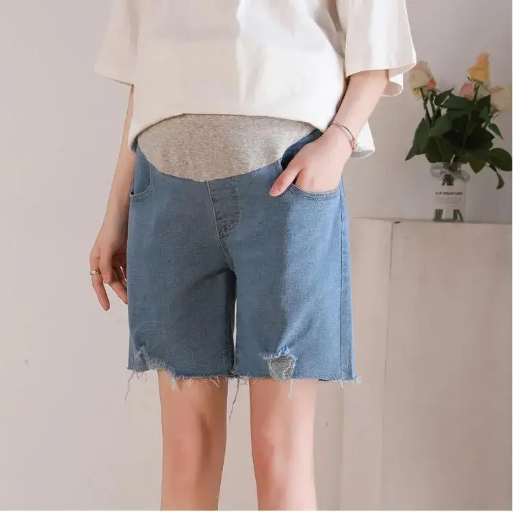 New Pregnant Women's Jeans Shorts Extra Large Ripped Design — feature 2