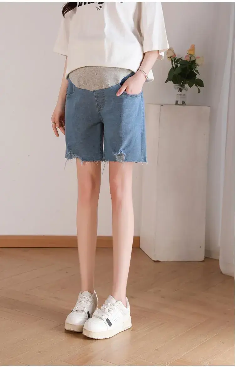 New Pregnant Women's Jeans Shorts Extra Large Ripped Design — feature 23