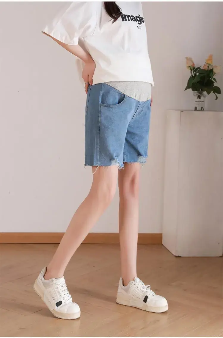 New Pregnant Women's Jeans Shorts Extra Large Ripped Design — feature 24