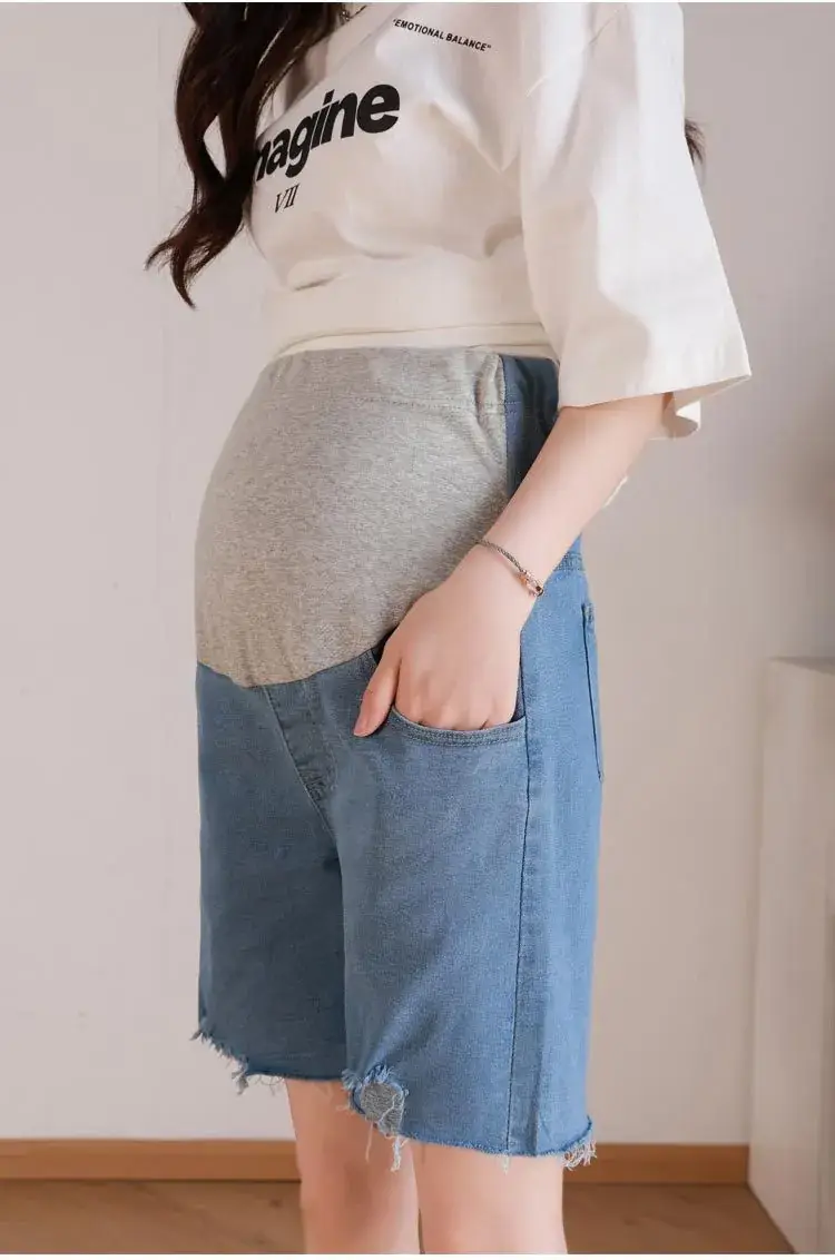 New Pregnant Women's Jeans Shorts Extra Large Ripped Design — feature 25