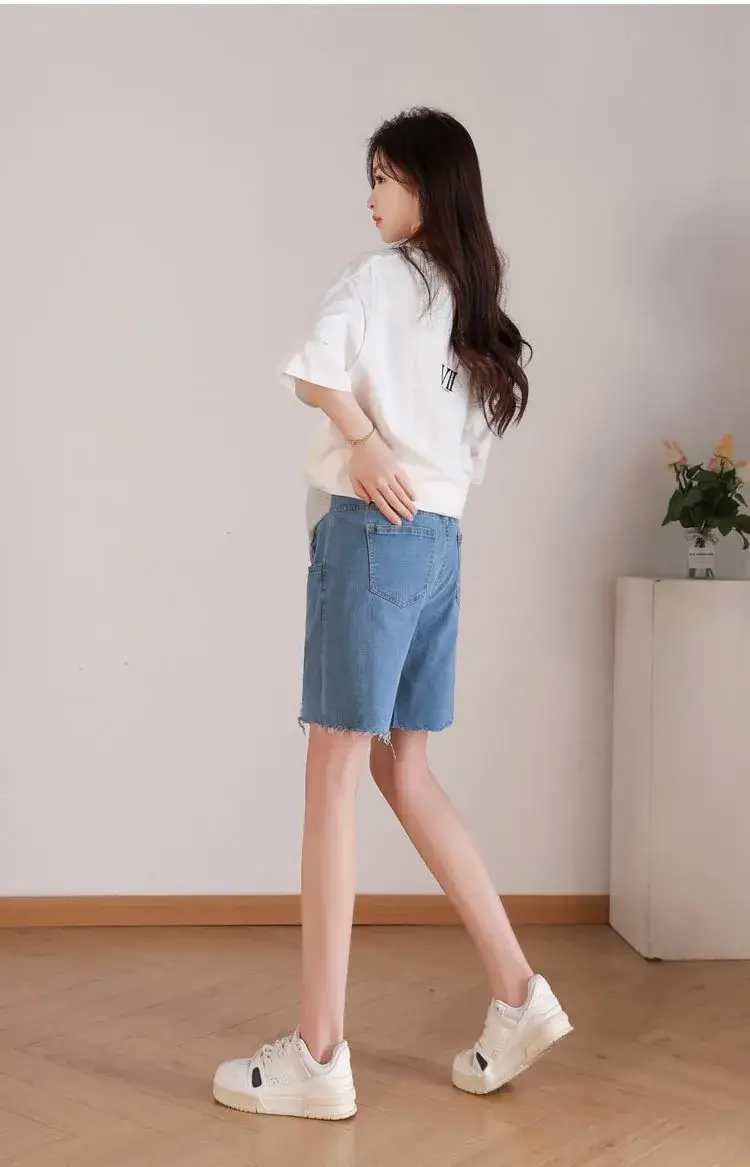 New Pregnant Women's Jeans Shorts Extra Large Ripped Design — feature 31