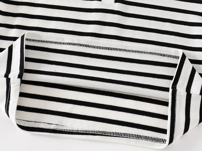 Kids Striped Polo T-Shirt Black White Korean Style — feature 10