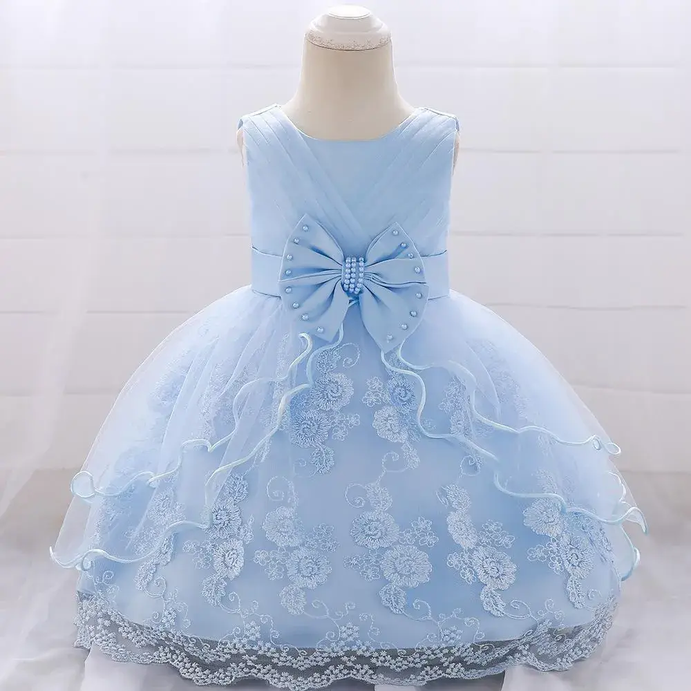 New Baby Girl Princess Puff Dress Mesh Flower Girl Birthday Dress - Image 7