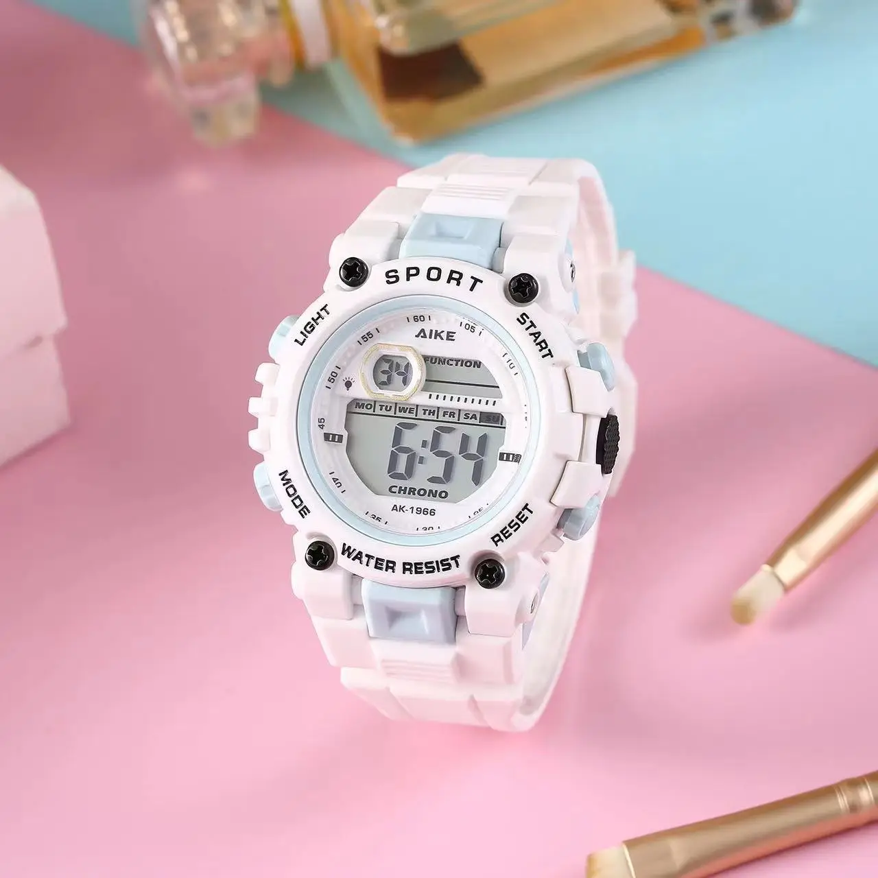 Pink Waterproof Sports Watch with Digital Display - Image 3