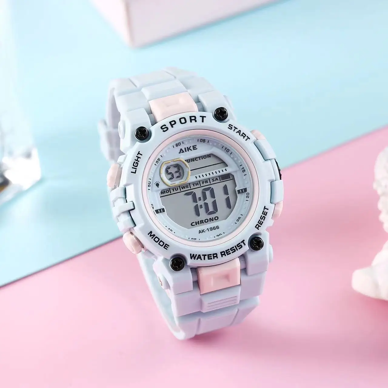 Pink Waterproof Sports Watch with Digital Display - Image 4