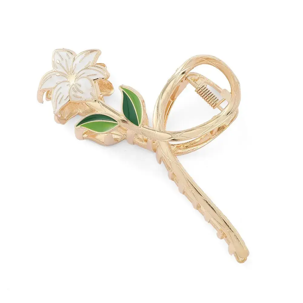 Golden Flower Hair Clip for Women Summer High Head