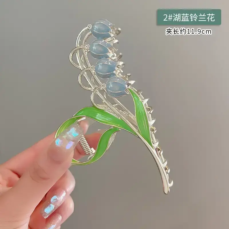 Golden Flower Hair Clip for Women Summer High Head