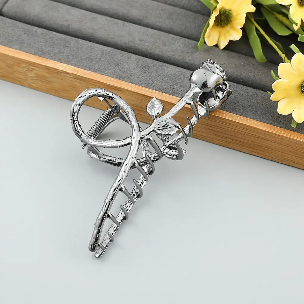 Golden Flower Hair Clip for Women Summer High Head