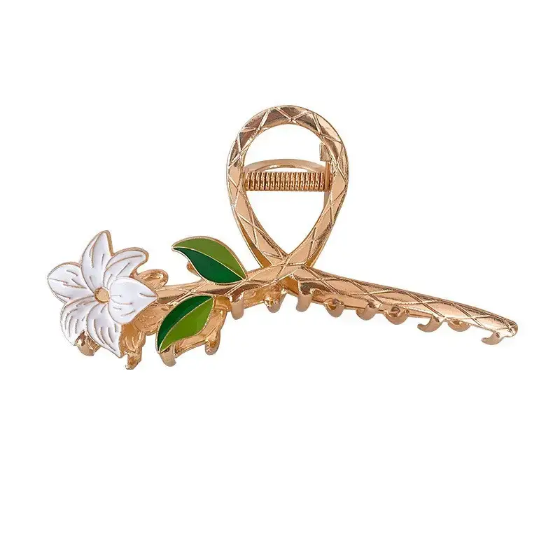 Golden Flower Hair Clip for Women Summer High Head