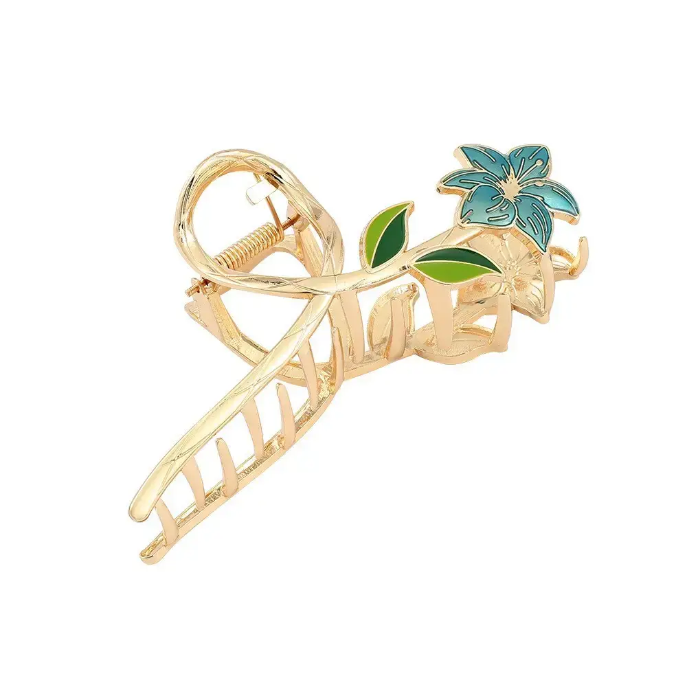 Golden Flower Hair Clip for Women Summer High Head