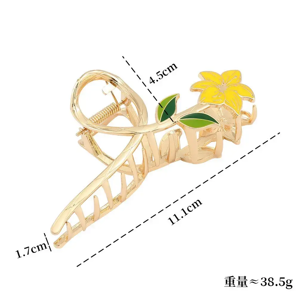 Golden Flower Hair Clip for Women Summer High Head