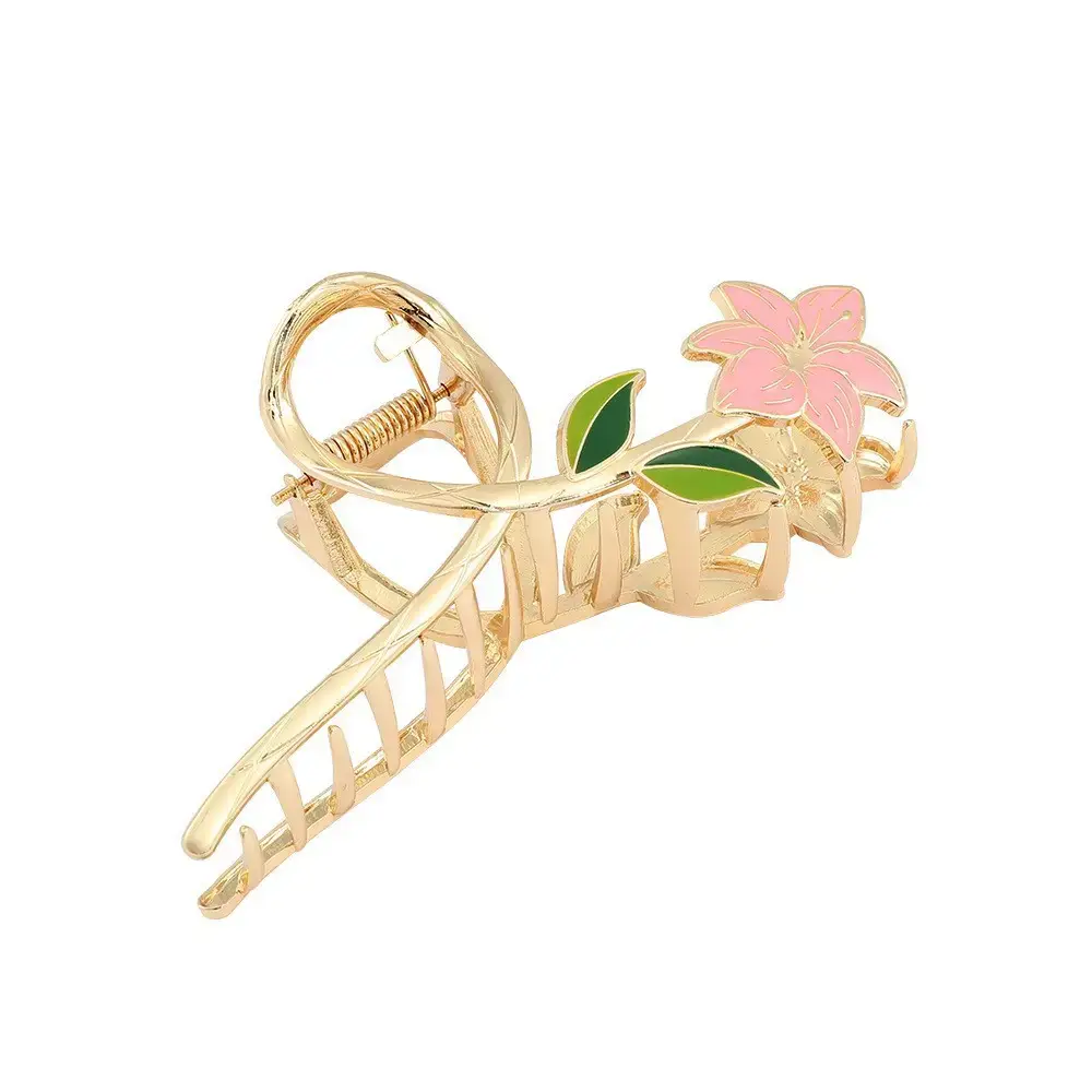 Golden Flower Hair Clip for Women Summer High Head