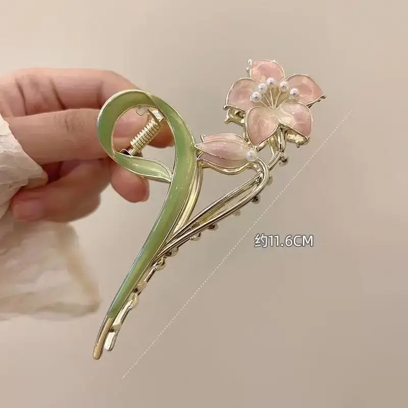 Golden Flower Hair Clip for Women Summer High Head