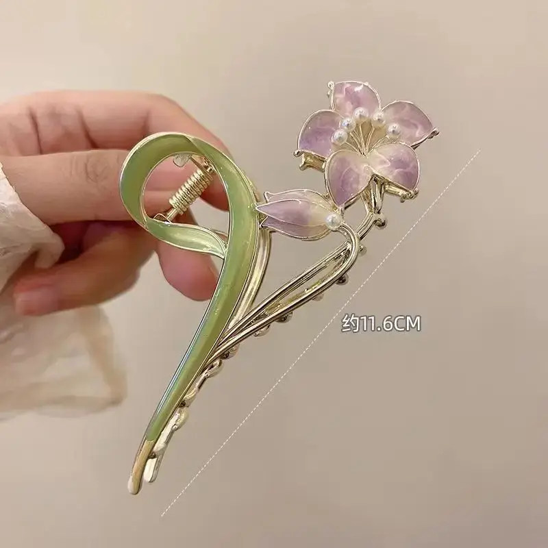Golden Flower Hair Clip for Women Summer High Head