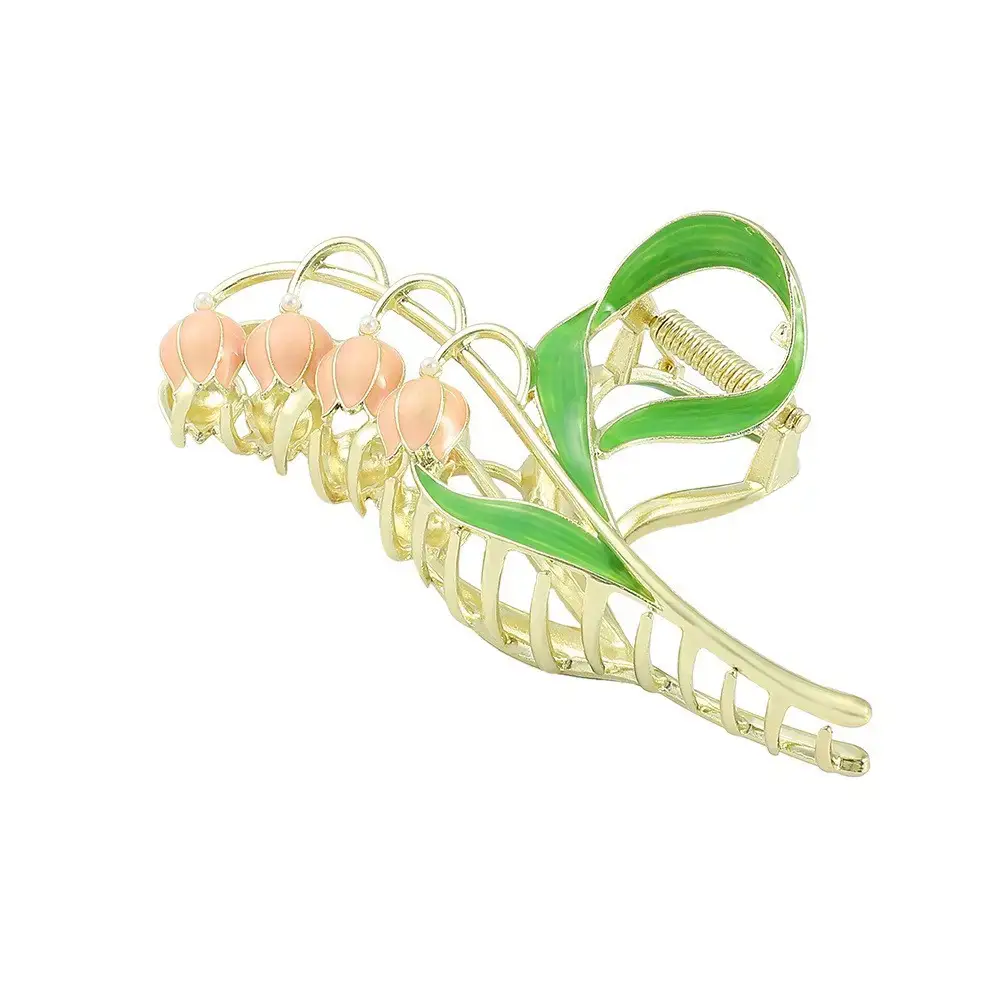 Golden Flower Hair Clip for Women Summer High Head