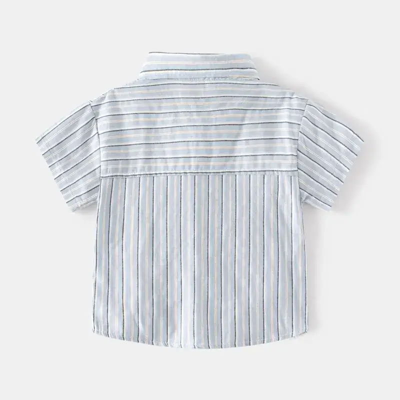 Kids Striped Short Sleeve Shirt Blue White 2023 - Image 4