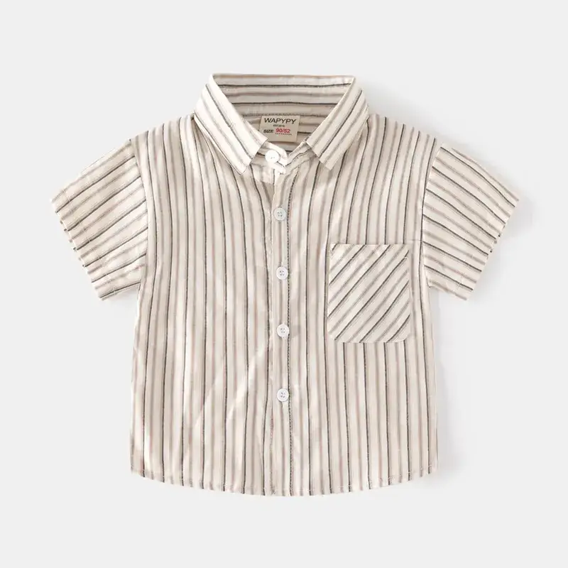Kids Striped Short Sleeve Shirt Blue White 2023 - Image 2