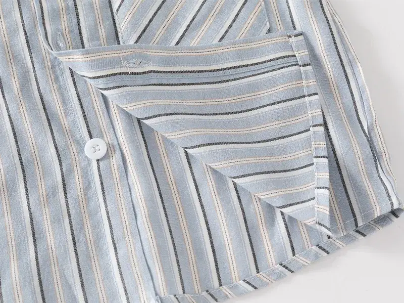 Kids Striped Short Sleeve Shirt Blue White 2023 — feature 10
