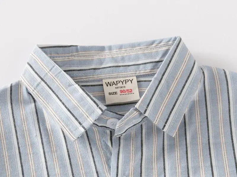 Kids Striped Short Sleeve Shirt Blue White 2023 — feature 6
