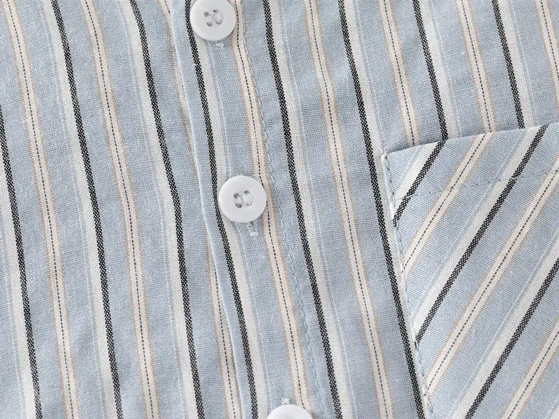 Kids Striped Short Sleeve Shirt Blue White 2023 — feature 7