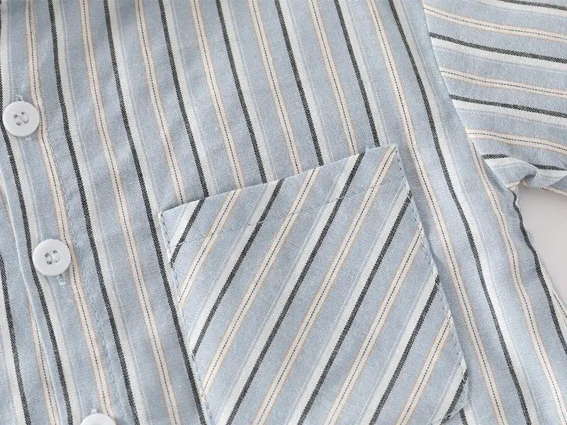 Kids Striped Short Sleeve Shirt Blue White 2023 — feature 8