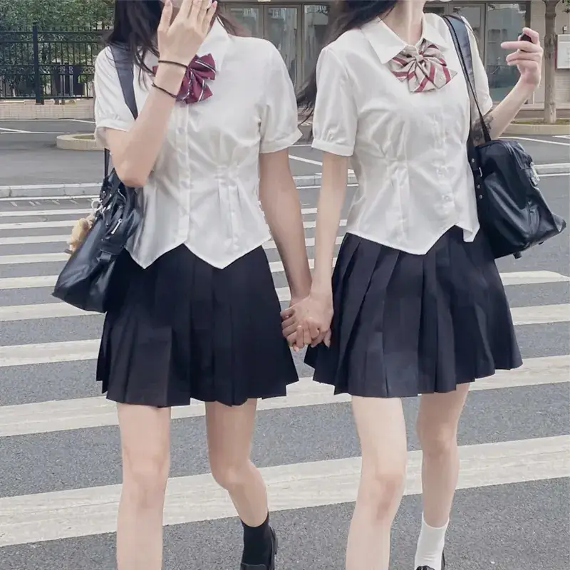 Women's White JK Shirt Short Sleeve Summer College Style - Image 15