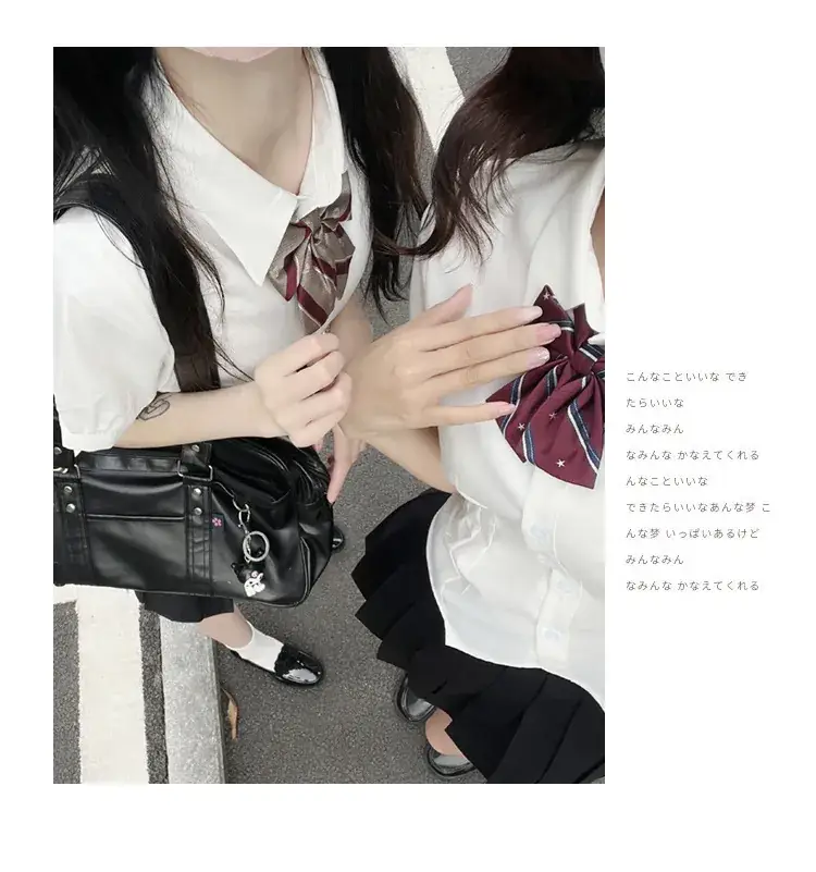 Women's White JK Shirt Short Sleeve Summer College Style — feature 4