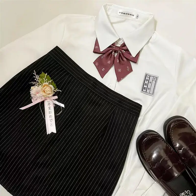 Women's White JK Shirt Short Sleeve Summer College Style - Image 9