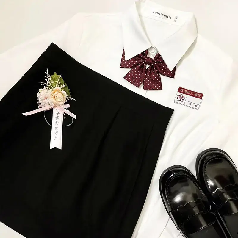 Women's White JK Shirt Short Sleeve Summer College Style - Image 2